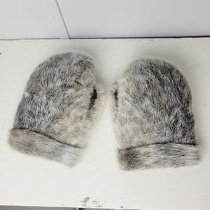 Vintage Gray Fur Mittens